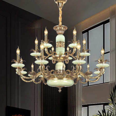 Đèn chùm Đồng Đá tự nhiên (Marble/Jade): Đẳng cấp vương giả thách thức thời gian
