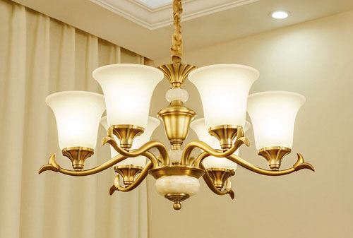 Đèn chùm đồng chao đá - Xu hướng trang trí không gian hiện đại