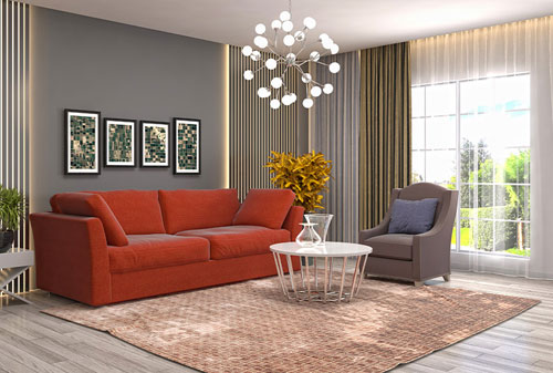 Đèn chùm hiện đại phòng khách ý tưởng trang trí độc đáo