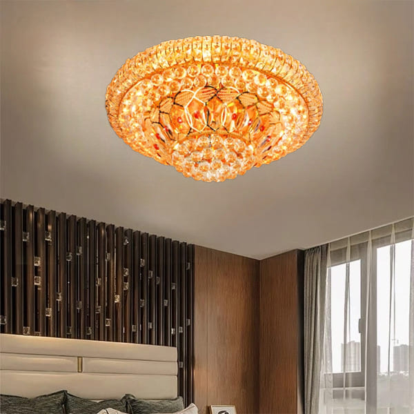 Kích thước tỷ lệ vàng: Chọn Đèn mâm ốp trần pha lê chuẩn xác cho ô trần thạch cao giật cấp