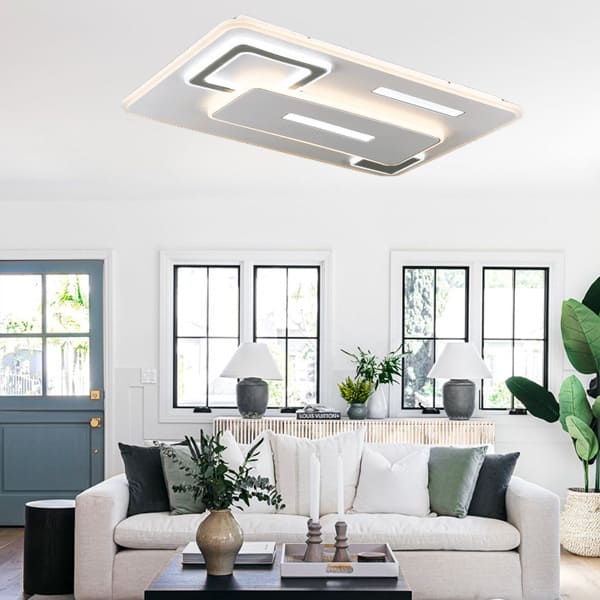 Nghệ thuật Hình học: Sức hút từ Đèn ốp trần hiện đại lồng ghép chữ nhật và tròn