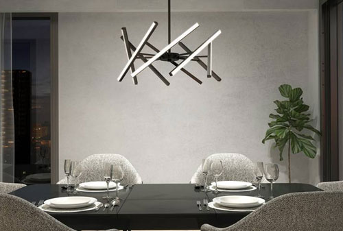 Không gian năng động, trẻ trung với thiết kế đèn thả trần hiện đại