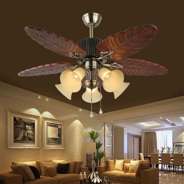 Top các mẫu Quạt trần 5 cánh màu đồng cổ điển cho biệt thự và phòng khách sang trọng