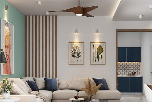 Quạt trần đèn trang trí phòng khách có trần thấp