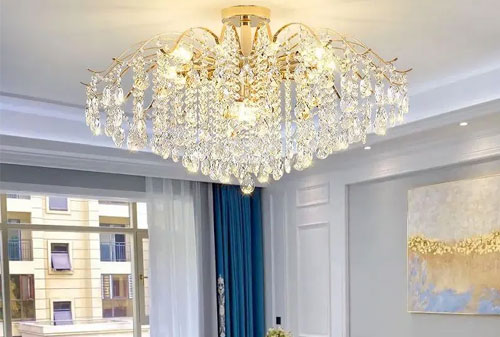 Tư vấn lắp đặt đèn chùm pha lê cao cấp cho phòng khách hiện đại