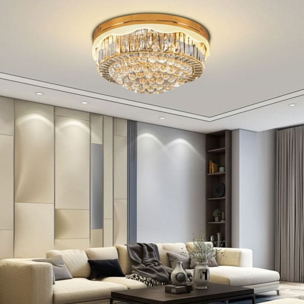 Đèn mâm pha lê ốp trần tròn trang trí phòng khách nhỏ D600mm DR-C9112A