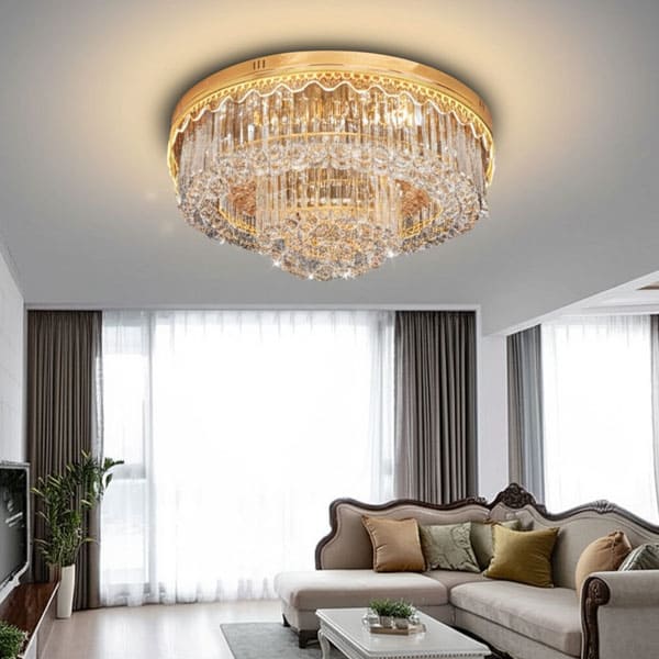 Đèn mâm pha lê ốp trần tròn trang trí gắn phòng khách D800mm DR-C9129A
