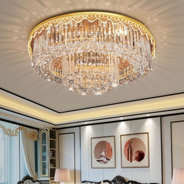 Đèn mâm pha lê ốp trần tròn trang trí gắn phòng khách D950mm DR-C9129B