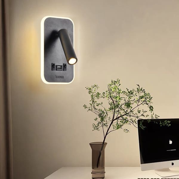 Đèn ngủ treo tường kết hợp đèn chiếu điểm + cổng USB L120mm EC-V944