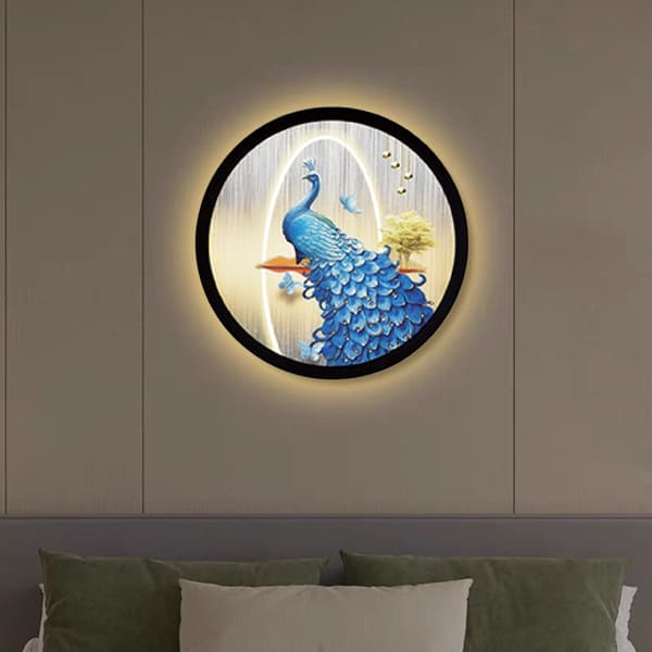 Đèn tranh treo tường hình chim công trang trí phòng ngủ đẹp AN-VT7463
