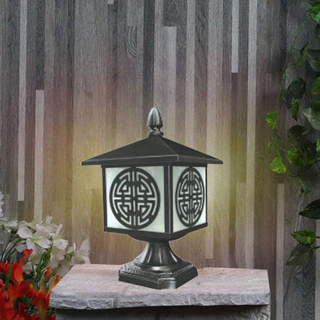 Đèn trụ cổng vuông thân nắp bằng thép sơn tĩnh điện D200mm TT-1401D-1