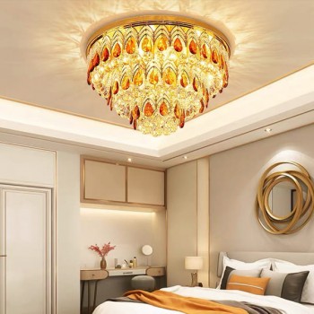 Đèn mâm ốp trần pha lê tròn trang trí phòng ngủ D600mm HP-ML1676/600