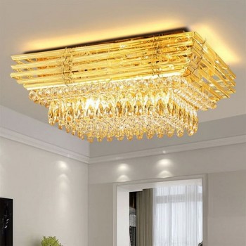 Đèn mâm pha lê ốp trần chữ nhật gắn phòng khách 1050 x 700mmm DR-C6099