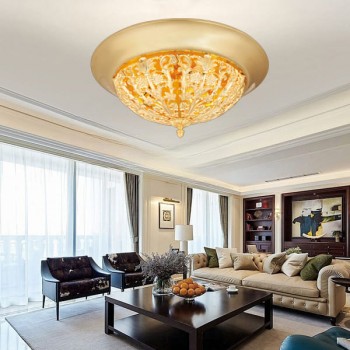 Đèn ốp trần đồng trang trí phòng khách, hành lang đẹp D560mm HP-OD220L