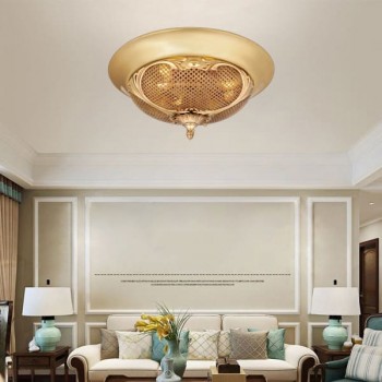 Đèn ốp trần đồng trang trí phòng khách, hành lang đẹp D430mm HP-OD228M