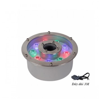 Đèn led âm nước đài phun 24V-9W đổi 3 màu chống nước IP68 EC-HBG9W