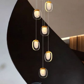 Đèn thả pha lê 6 chao led cho bàn ăn, phòng khách H1500mm DC-THD0918/6