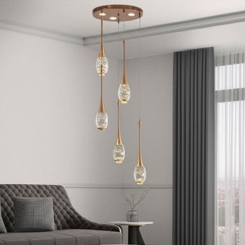 Đèn thả pha lê gắn phòng khách EC-T6235/5