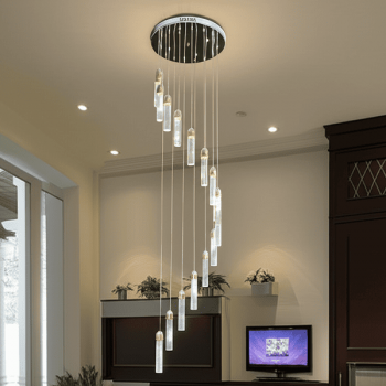 Đèn thả thông tầng 16 chao pha lê treo phòng khách H2300mm VA-T3286/16