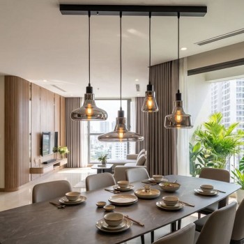 Đèn Thả Thủy Tinh Màu Khói DC-TT10T4 (4xE27 - L700mm)