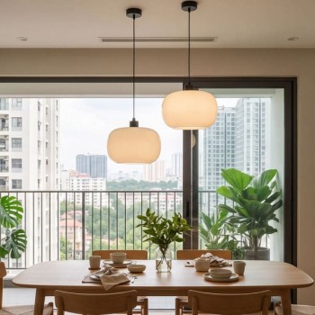Đèn Thả Thủy Tinh Trắng DC-TT49 (E27 - Ø250mm)