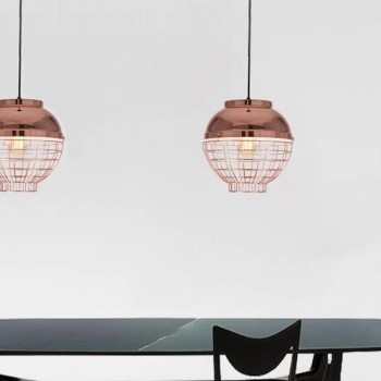 Đèn thả trần 1 bóng trang trí bàn cafe sơn màu hồng D300mm DC-TCF90