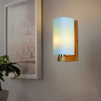 Đèn treo tường gỗ chao thủy tinh đẹp cho nhà hàng, khách sạn HP-V021