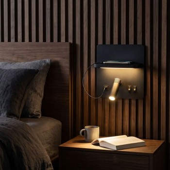 Đèn Tường Đọc Sách Có Kệ EC-V786 (LED 9W - Màu Đen)