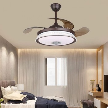 Quạt trần đèn led cánh cụp cánh xòe trang trí cho phòng ngủ HP-DQ6130