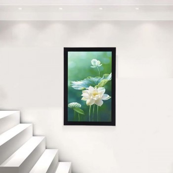 Tranh treo tường trang trí hoa sen trắng kết hợp đèn led AN-VT7466