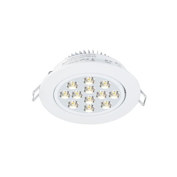 Mặt cắt mô phỏng cấu tạo đèn led âm trần với trọng tâm là bộ phận tản nhiệt đúc khối phía sau