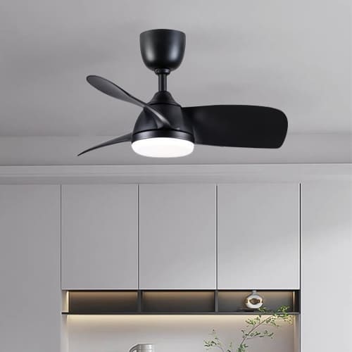 Quạt trần đèn trang trí lắp đặt tại phòng khách chung cư trần thấp