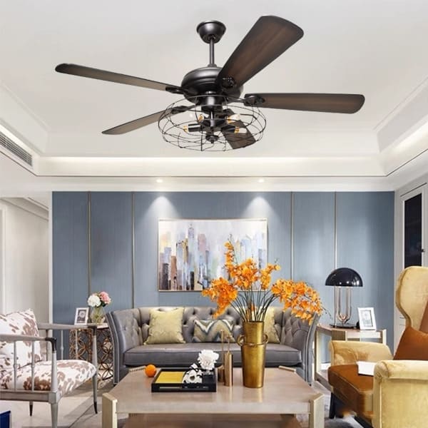 Sơ đồ minh họa khoảng cách an toàn từ cánh quạt trần đến tường và sàn nhà