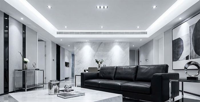 Ánh sáng trắng 6000K tôn vinh vẻ đẹp sofa da hiện đại