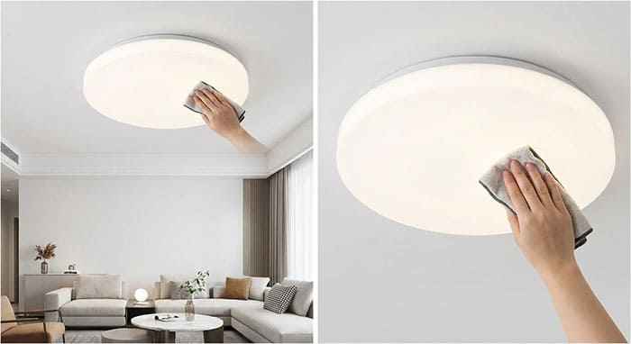 Bề mặt đèn mâm Mica nguyên khối phẳng phiu dễ lau chùi