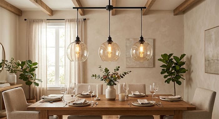 Bộ đèn thả thủy tinh 3 bóng bàn ăn