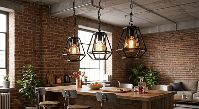 Bóng đèn LED Edison kết hợp hoàn hảo cùng đèn thả lồng sắt