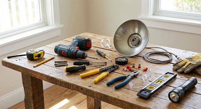 Các dụng cụ cần chuẩn bị để thực hiện cách lắp đèn thả trần tại nhà