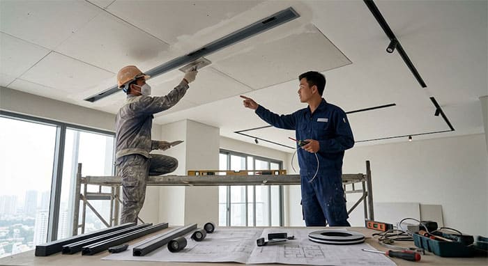 cách lắp đèn ray nam châm âm trần