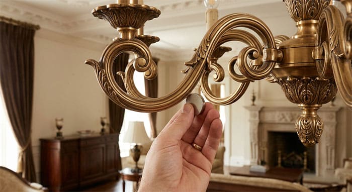 Cách nhận biết đèn chùm đồng nguyên chất bằng phương pháp dùng nam châm thử