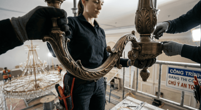 cách vệ sinh đèn chùm đồng