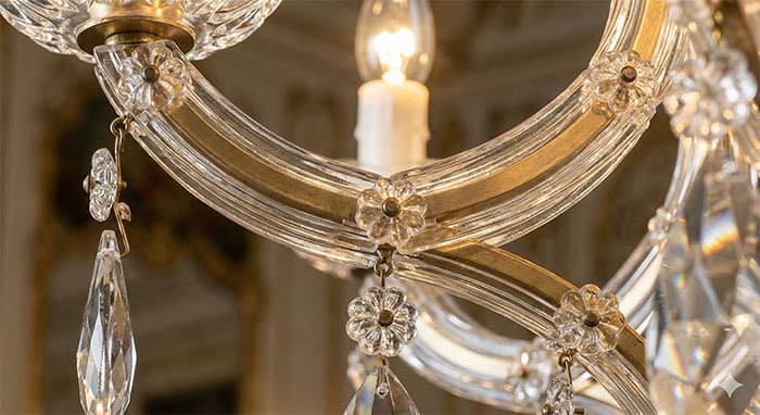 Cận cảnh cấu trúc khung thép bọc thủy tinh và chốt hoa Rosettes