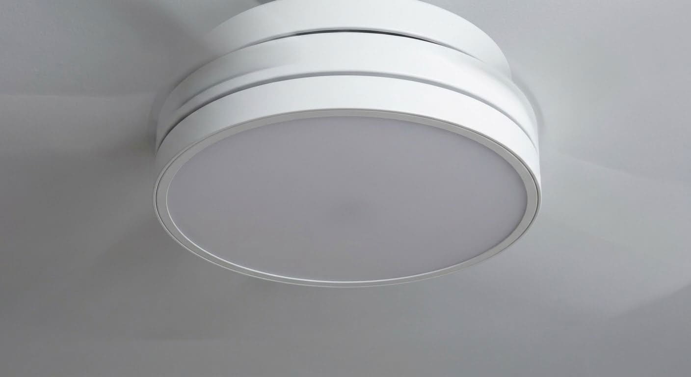 Cận cảnh thiết kế siêu mỏng của mâm đèn LED đĩa tích hợp trên động cơ quạt trần