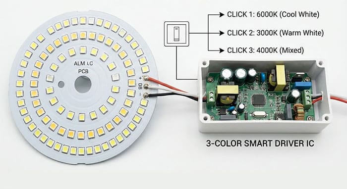 Cấu tạo chip LED và Driver của đèn âm trần 3 màu