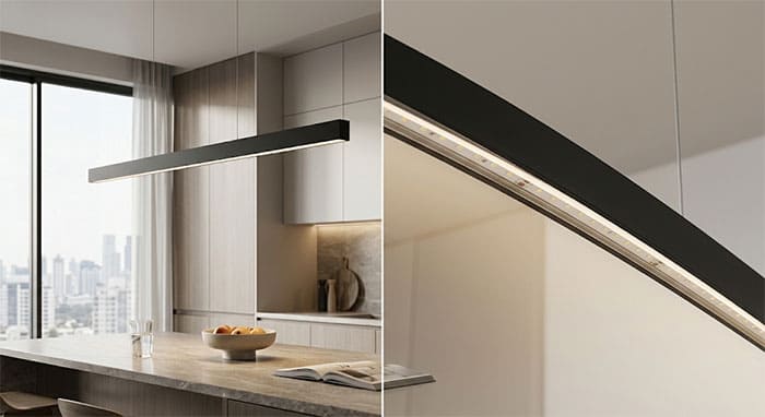 Cấu tạo siêu mỏng của đèn thả LED tích hợp