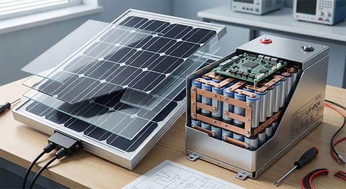 Cấu tạo tấm pin năng lượng mặt trời Mono và lõi pin lưu trữ Lithium chống nổ