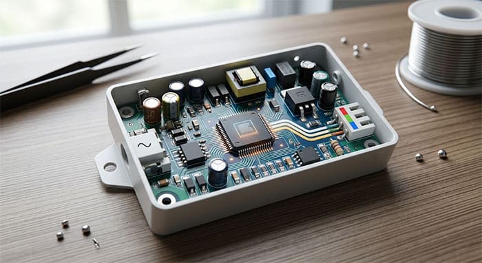 Cấu trúc cục nguồn Driver tích hợp IC đổi màu thông minh của đèn led âm trần 3 màu