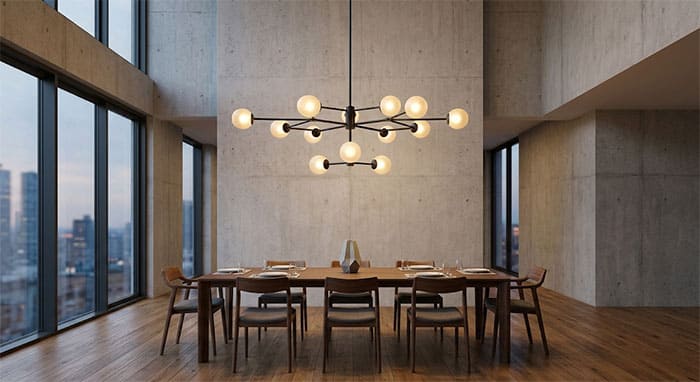 Công thức tính tỷ lệ kích thước đèn phù hợp với diện tích phòng