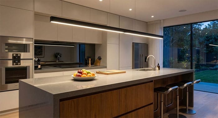 Đèn LED thanh ngang chiếu sáng đảo bếp