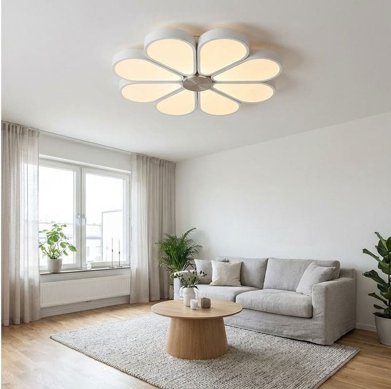 Đèn mâm cánh mai 8 cánh hiện đại cho phòng khách chung cư